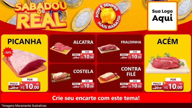 Modelo de TV para TV Horizontal com o tema Sabadou do Real para Açougue