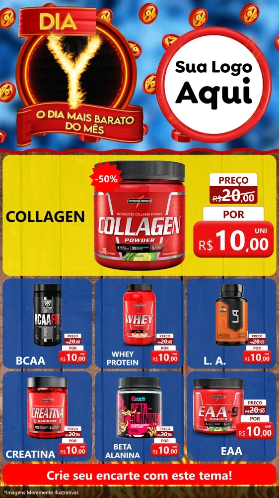 Modelo de Rede Social para Stories com o tema Dia Y - O Dia Mais Barato Do Mês para Suplementos alimentares