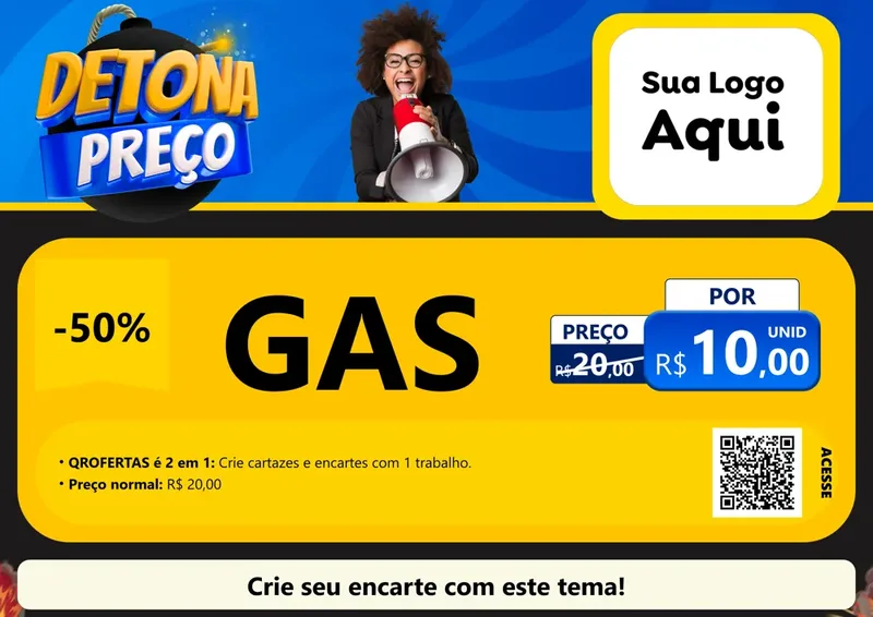Modelo de Cartaz para Cartaz A4 Horizontal com o tema Detona Preços para Água e gás