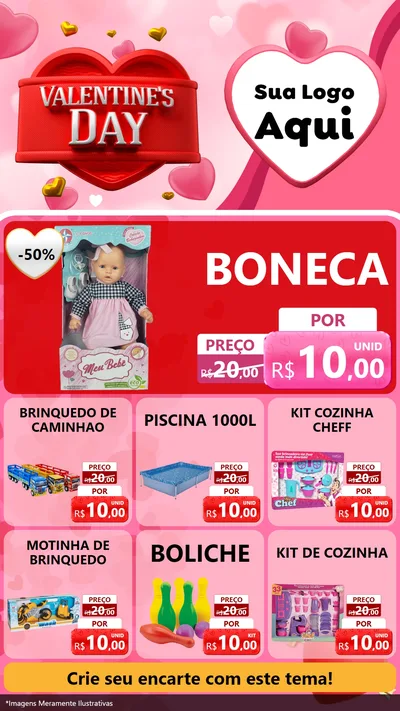 Modelo de Rede Social para Stories com o tema Valentine's Day para Brinquedos