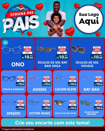 Modelo de Rede Social para Feed Instagram com o tema Semana Dos Pais para Óticas