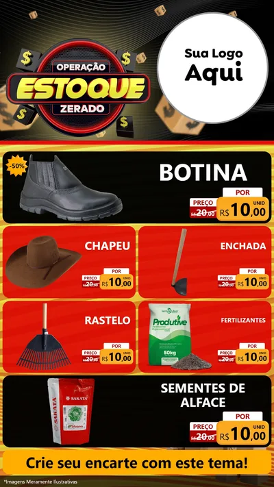 Modelo de TV para TV Vertical com o tema Operação Estoque Zerado para Agropecuária