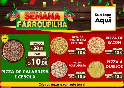 Modelo de Encarte para Encarte A4 Horizontal com o tema Semana Farroupilha para Pizzaria