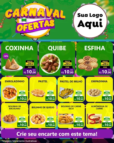Modelo de Rede Social para Feed Instagram com o tema Carnaval de Ofertas para Salgadaria