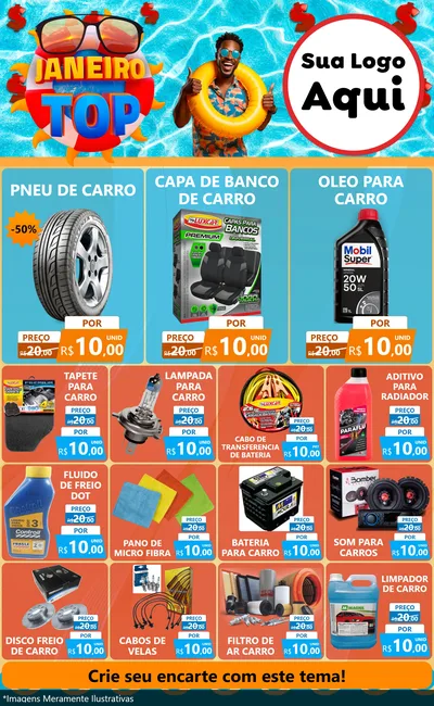 Modelo de Encarte para Encarte Grande com o tema Janeiro Top para Auto peças