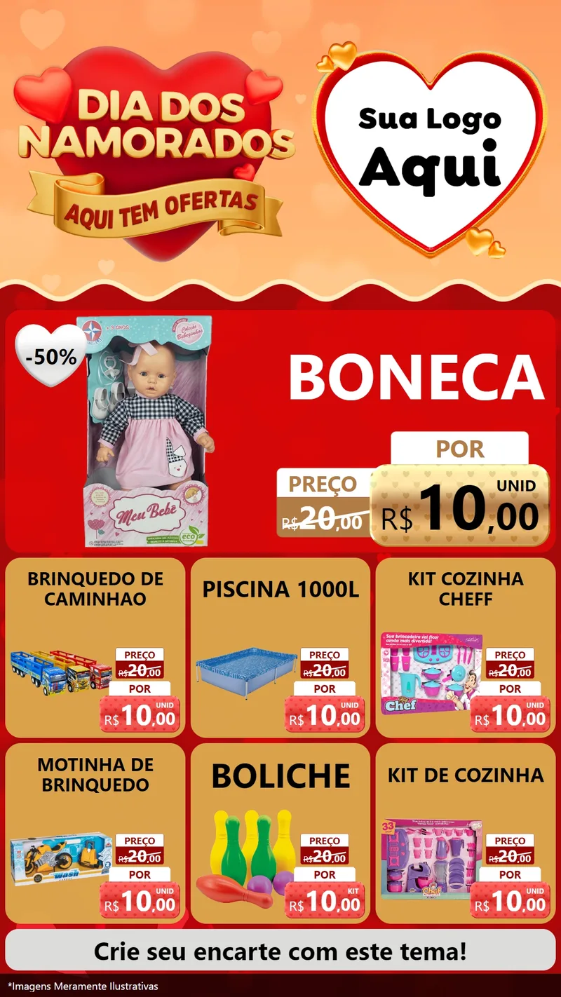 Modelo de Rede Social para Stories com o tema Dia dos Namorados - Aqui Tem Ofertas para Brinquedos