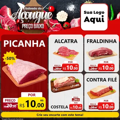 Modelo de Rede Social para Feed Facebook com o tema Sábado do Açougue Preço Baixo para Açougue