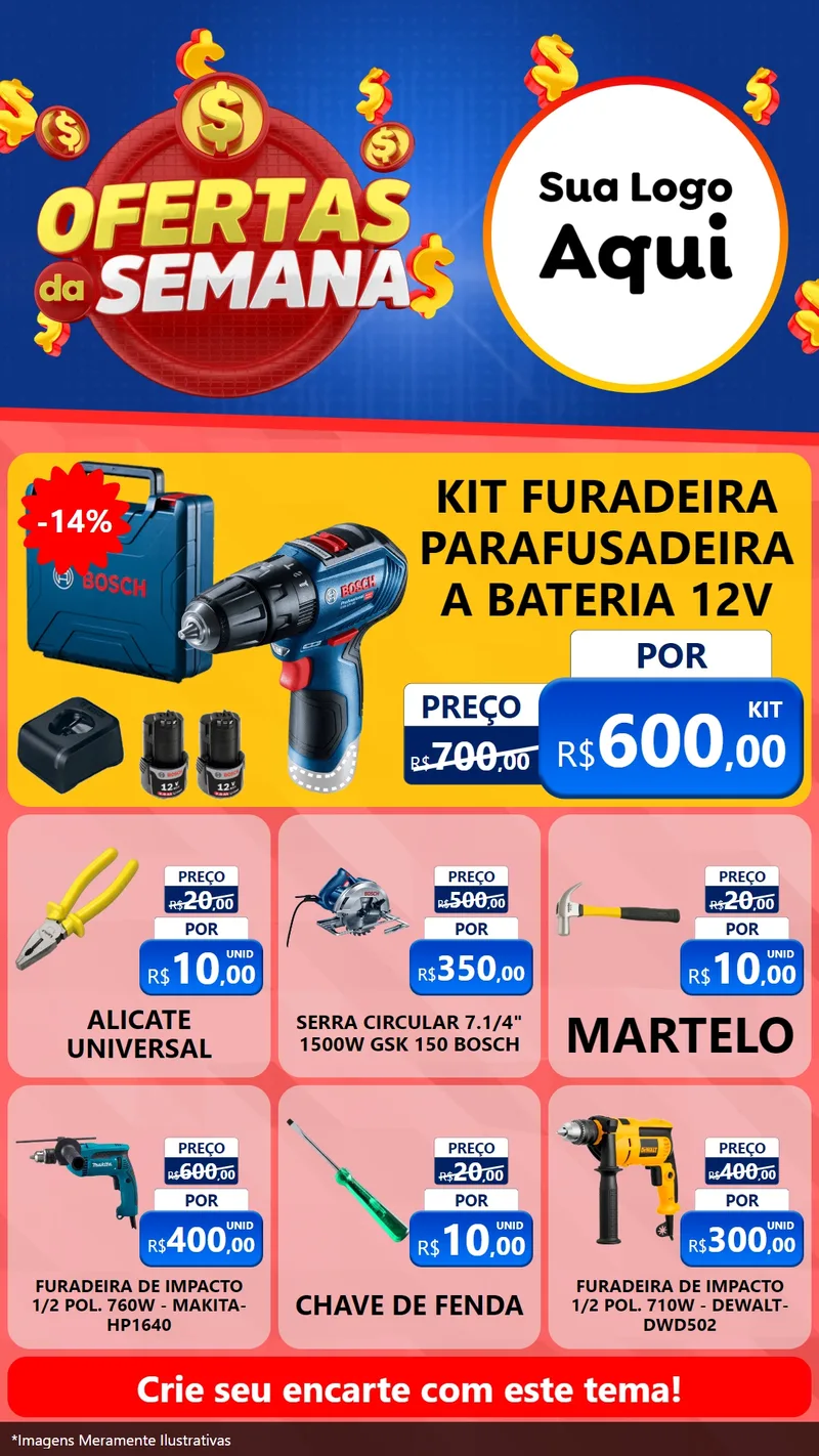 Modelo de Rede Social para Stories com o tema Ofertas Da Semana para Maquinas e Ferramentas
