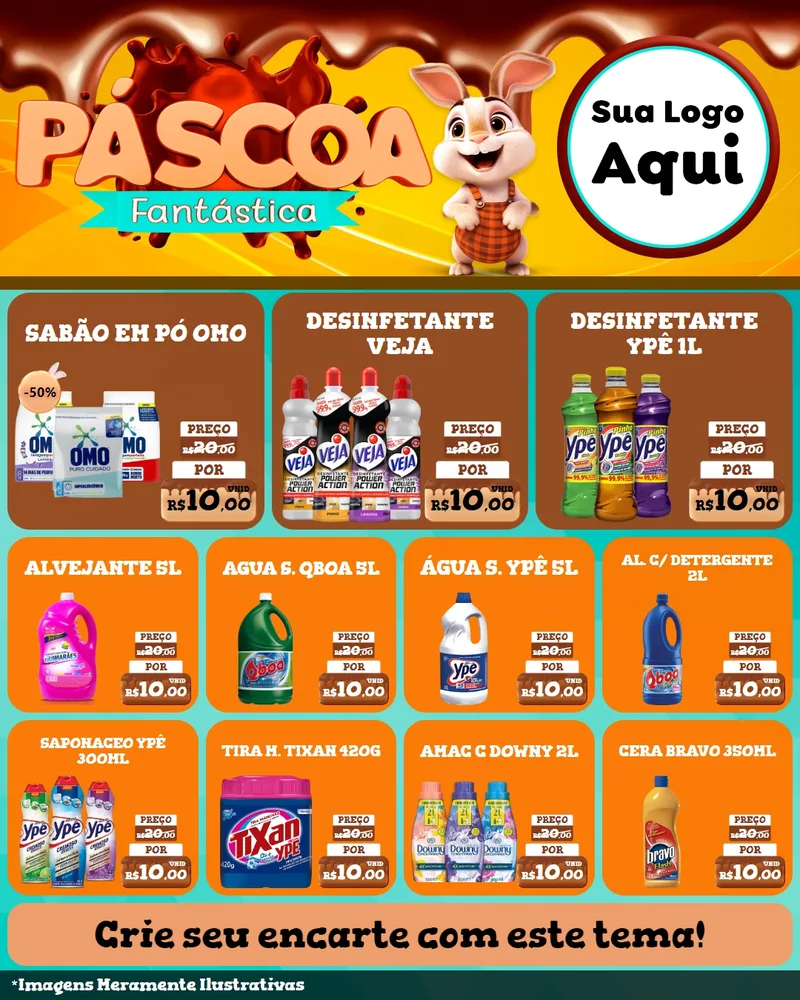 Modelo de Rede Social para Feed Instagram com o tema Páscoa Fantástica para Produtos de Limpeza