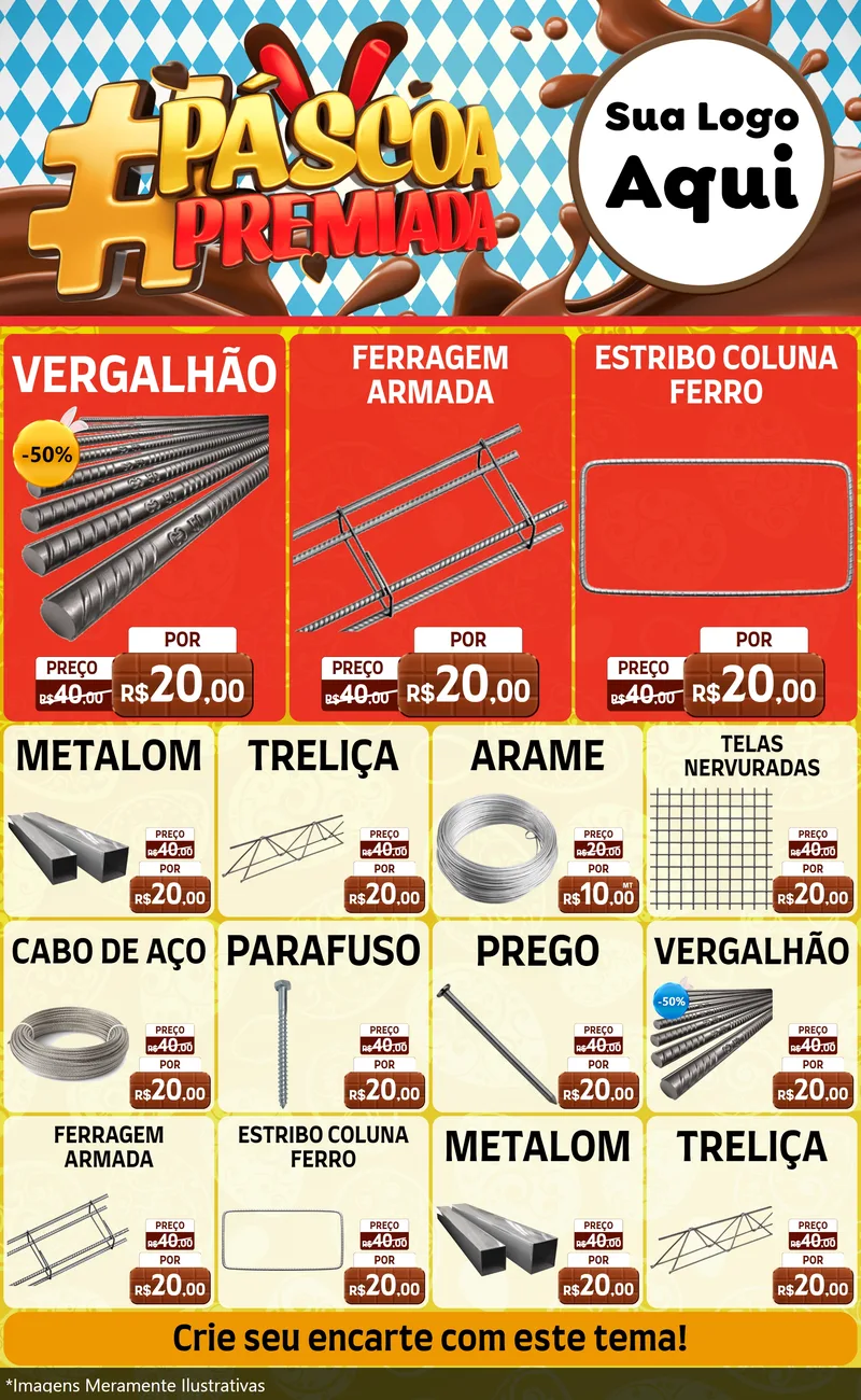 Modelo de Encarte para Encarte Grande com o tema Páscoa Premiada para Ferragens