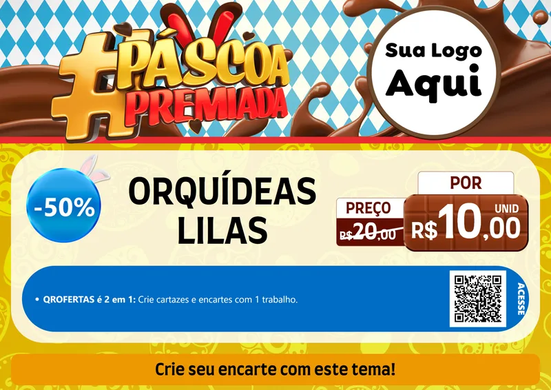 Modelo de Cartaz para Cartaz A4 Horizontal com o tema Páscoa Premiada para Floricultura e jardim