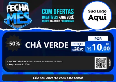 Modelo de Cartaz para Cartaz A4 Horizontal com o tema Fecha Mês para Produtos Naturais