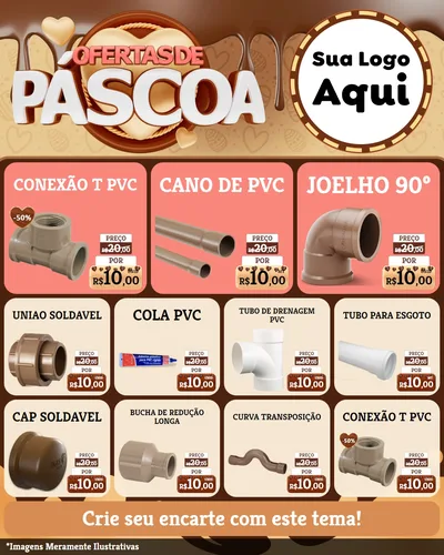 Modelo de Rede Social para Feed Instagram com o tema Ofertas de Páscoa para Tubos e conexões