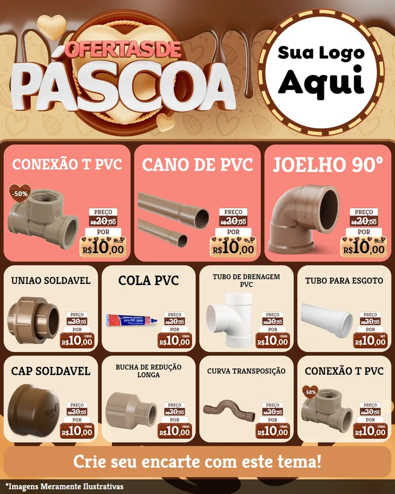 Modelo de Rede Social para Feed Instagram com o tema Ofertas de Páscoa para Tubos e conexões