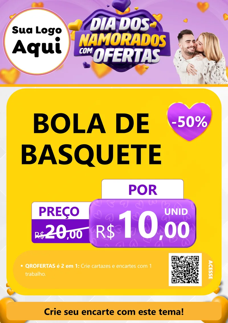 Modelo de Cartaz para Cartaz A4 Vertical com o tema Dia Dos Namorados Com Ofertas para Artigos Esportivos