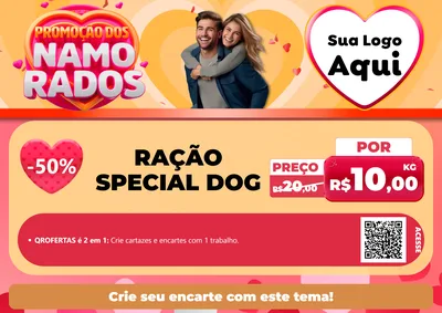 Modelo de Cartaz para Cartaz A4 Horizontal com o tema Promoção dos Namorados para Pet Shop