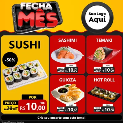 Modelo de Rede Social para Feed Facebook com o tema Fecha Mês para Comida japonesa