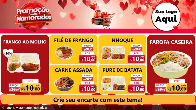 Modelo de TV para TV Horizontal com o tema Promoção Dia dos Namorados para Restaurante