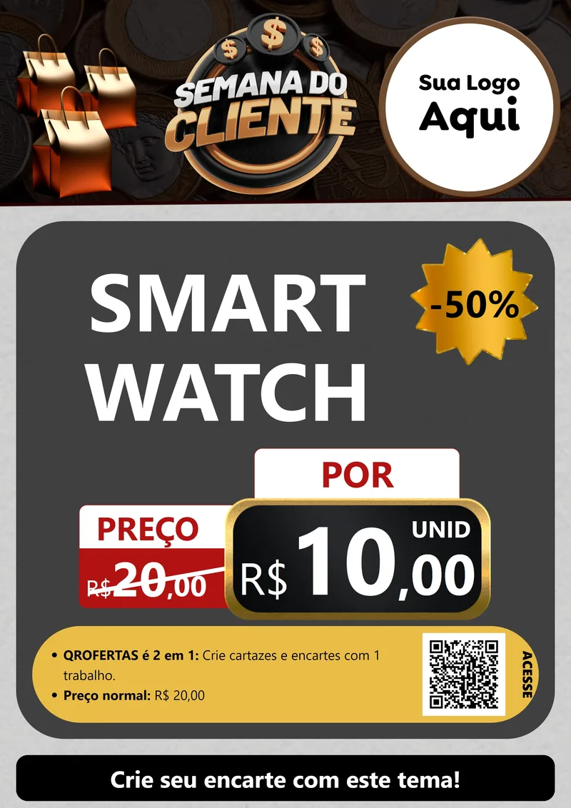 Modelo de Cartaz para Cartaz A4 Vertical com o tema Semana do Cliente para Informática