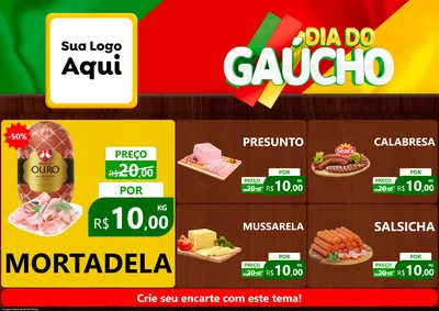 Modelo de Encarte para Encarte A4 Horizontal com o tema Dia do Gaúcho para Frios e Laticínios