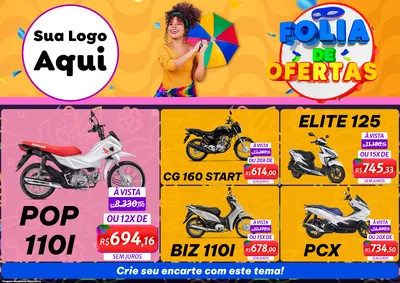 Modelo de Encarte para Encarte A4 Horizontal com o tema Folia de Ofertas para Concessionaria de Motos