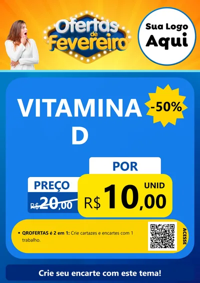 Modelo de Cartaz para Cartaz A4 Vertical com o tema Ofertas de Fevereiro para Farmácia