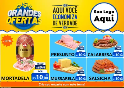 Modelo de Encarte para Encarte A4 Horizontal com o tema Grandes Ofertas para Frios e Laticínios
