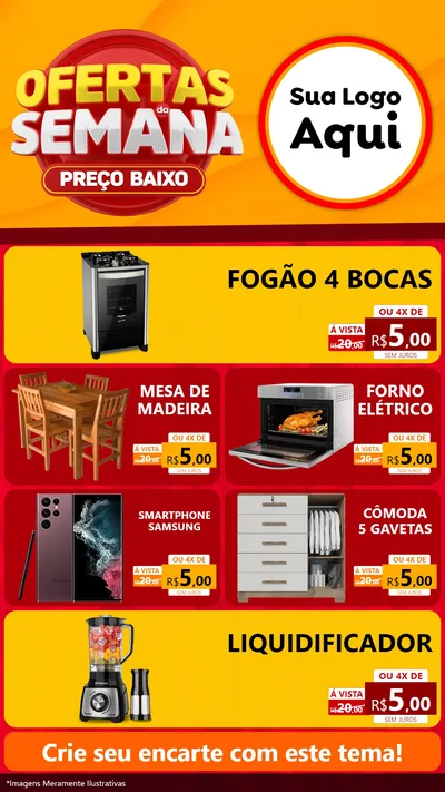 Modelo de TV para TV Vertical com o tema Ofertas Da Semana - Preço Baixo para Móveis e Eletro
