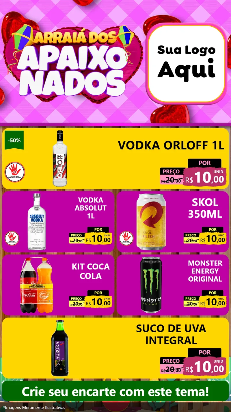 Modelo de TV para TV Vertical com o tema Arraiá dos Apaixonados para Distribuidora de bebidas