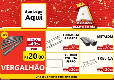 Modelo de Encarte para Encarte A4 Horizontal com o tema Dia A o Dia Mais Barato do Mês para Ferragens