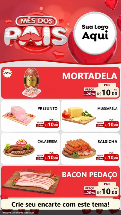 Modelo de TV para TV Vertical com o tema Mês dos Pais para Frios e Laticínios