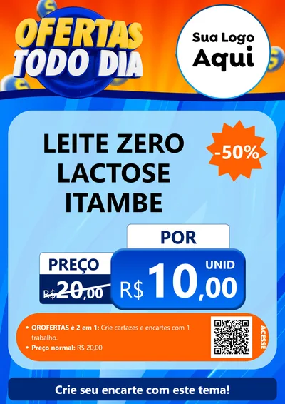 Modelo de Cartaz para Cartaz A4 Vertical com o tema Ofertas Todo Dia para Frios e Laticínios
