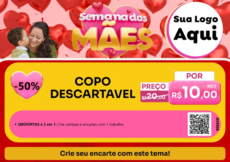 Modelo de Cartaz para Cartaz A4 Horizontal com o tema Semana Das Mães para Embalagens