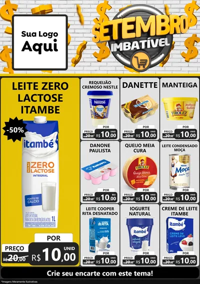 Modelo de Encarte para Encarte A4 Vertical com o tema Setembro Imbatível para Frios e Laticínios