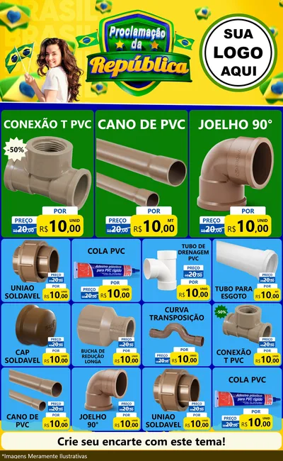 Modelo de Encarte para Encarte Grande com o tema Proclamação da República para Tubos e conexões
