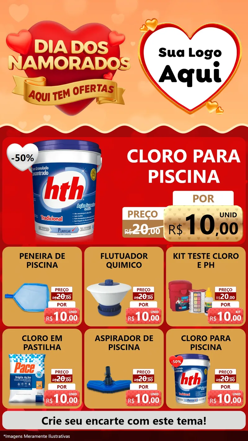 Modelo de Rede Social para Stories com o tema Dia dos Namorados - Aqui Tem Ofertas para Produtos para Piscina