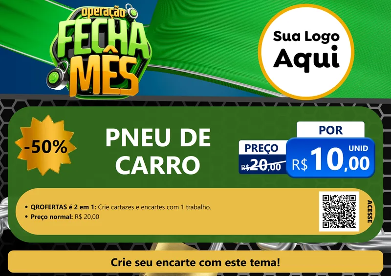 Modelo de Cartaz para Cartaz A4 Horizontal com o tema Operação Fecha Mês para Auto peças