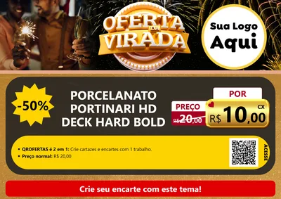 Modelo de Cartaz para Cartaz A4 Horizontal com o tema Oferta da Virada para Pisos e revestimentos