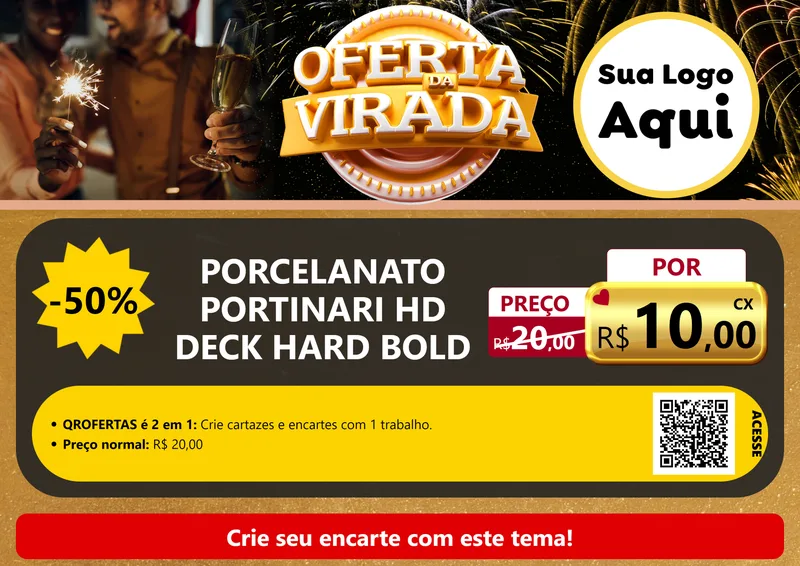 Modelo de Cartaz para Cartaz A4 Horizontal com o tema Oferta da Virada para Pisos e revestimentos