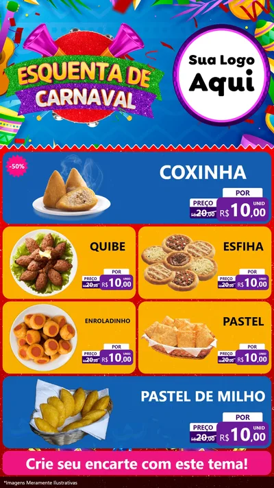 Modelo de TV para TV Vertical com o tema Esquenta de Carnaval para Salgadaria