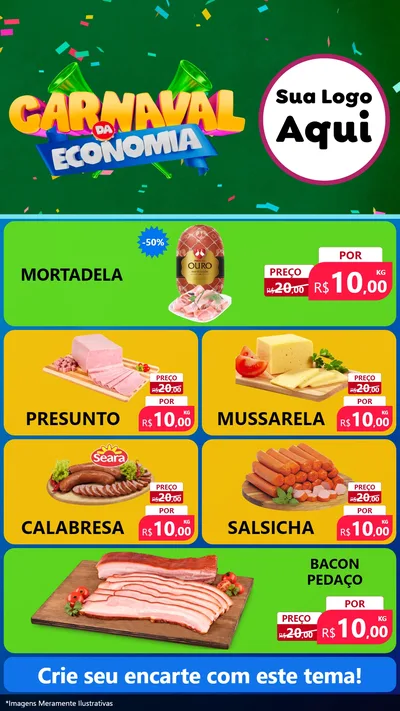 Modelo de TV para TV Vertical com o tema Carnaval da Economia para Frios e Laticínios