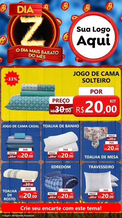 Modelo de Rede Social para Stories com o tema Dia Z - O Dia Mais Barato Do Mês para Cama, Mesa e Banho