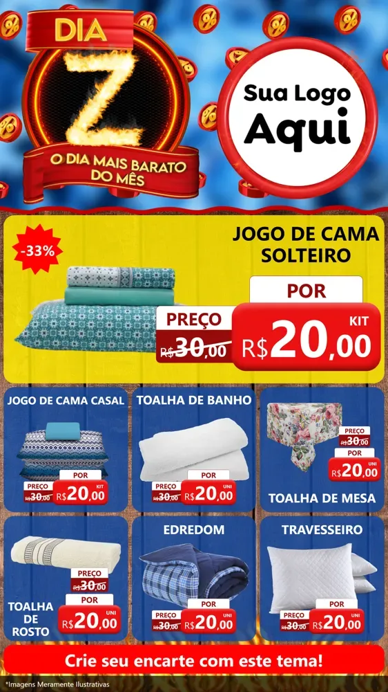 Modelo de Rede Social para Stories com o tema Dia Z - O Dia Mais Barato Do Mês para Cama, Mesa e Banho