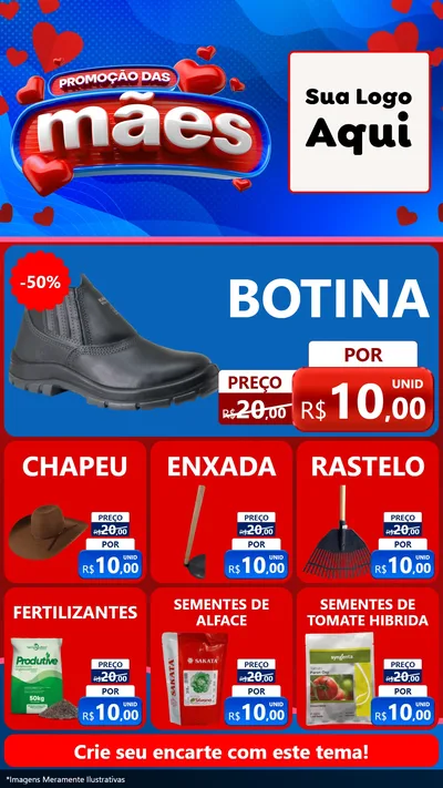 Modelo de Rede Social para Stories com o tema Promoção das Mães para Agropecuária