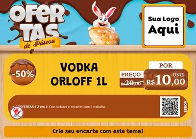 Modelo de Cartaz para Cartaz A4 Horizontal com o tema Ofertas de Páscoa para Distribuidora de bebidas