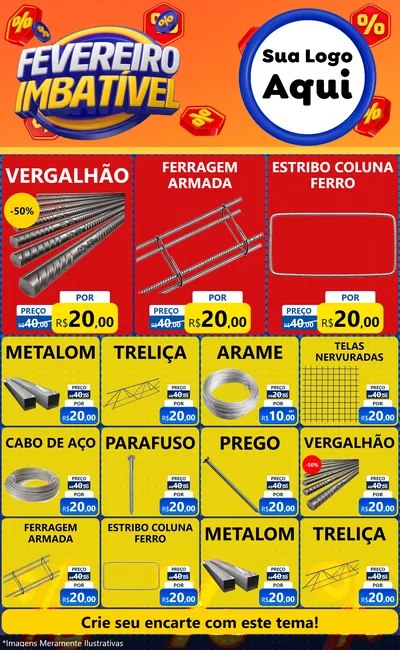 Modelo de Encarte para Encarte Grande com o tema Fevereiro Imbatível para Ferragens