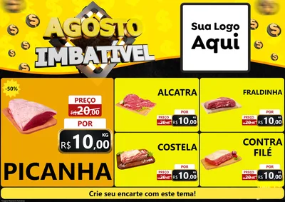 Modelo de Encarte para Encarte A4 Horizontal com o tema Agosto Imbatível para Açougue