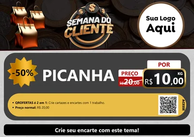 Modelo de Cartaz para Cartaz A4 Horizontal com o tema Semana do Cliente para Açougue