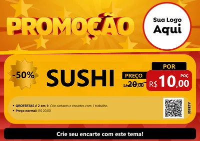 Modelo de Cartaz para Cartaz A4 Horizontal com o tema Promoção para Comida japonesa