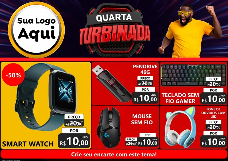 Modelo de Encarte para Encarte A4 Horizontal com o tema Quarta Turbinada para Informática
